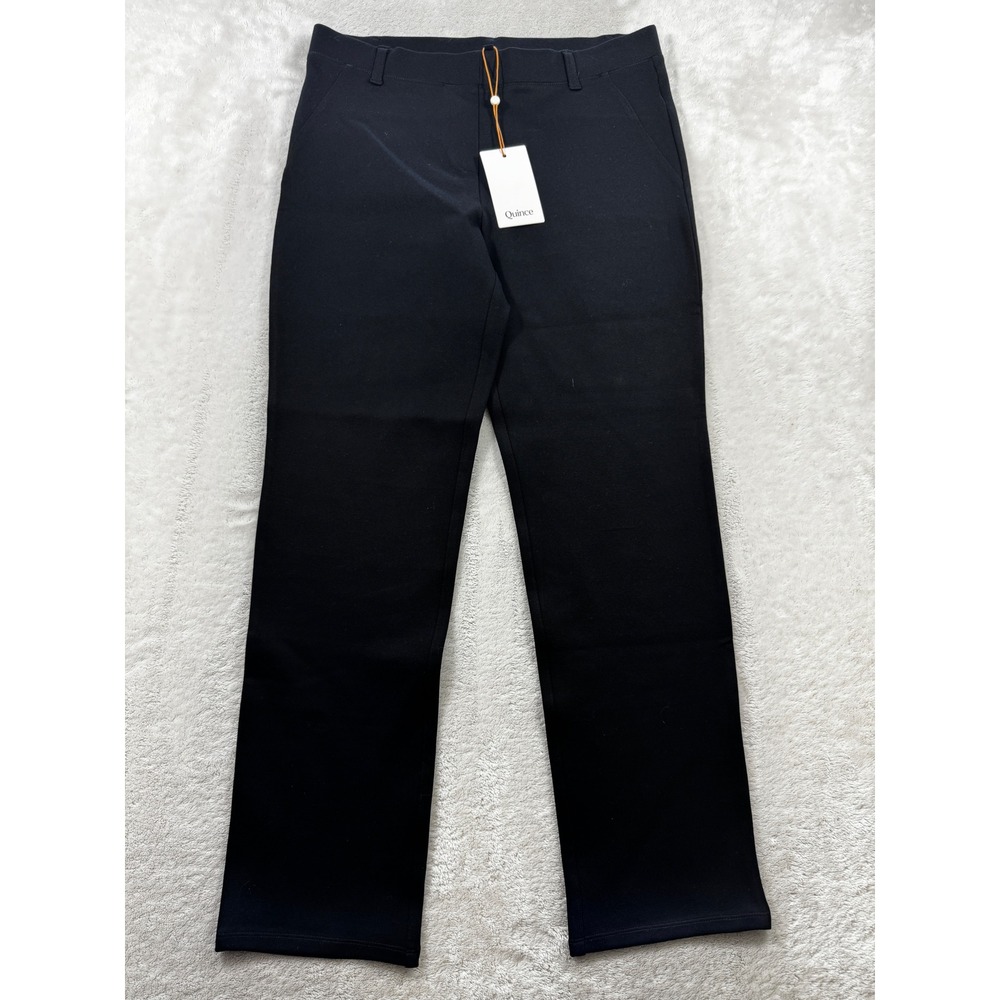 NWT Quince Womens Ultra-Stretch Ponte Straight Leg Black Pants M Meas: 29x27.5
